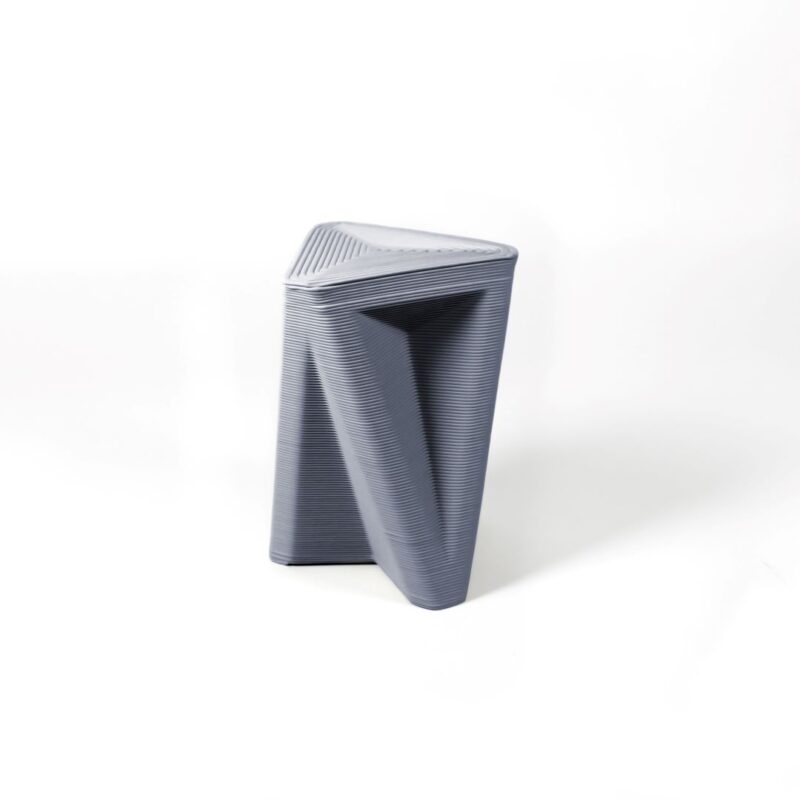 Sustainable stool Delta from recycled plastic flower tray grey