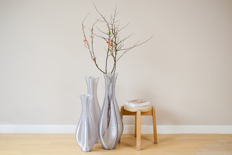 Sustainable floor vase Euler 3D-printer recycled plastic