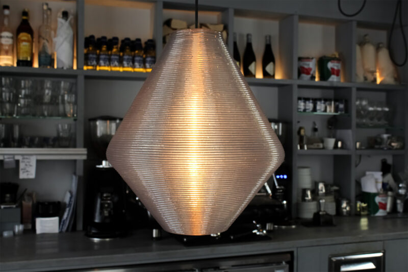 Sustainable pendant lamp Ion made from recycled plastic