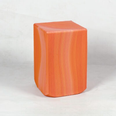 Soft block stool made from recycled plastic, in brick orange colour